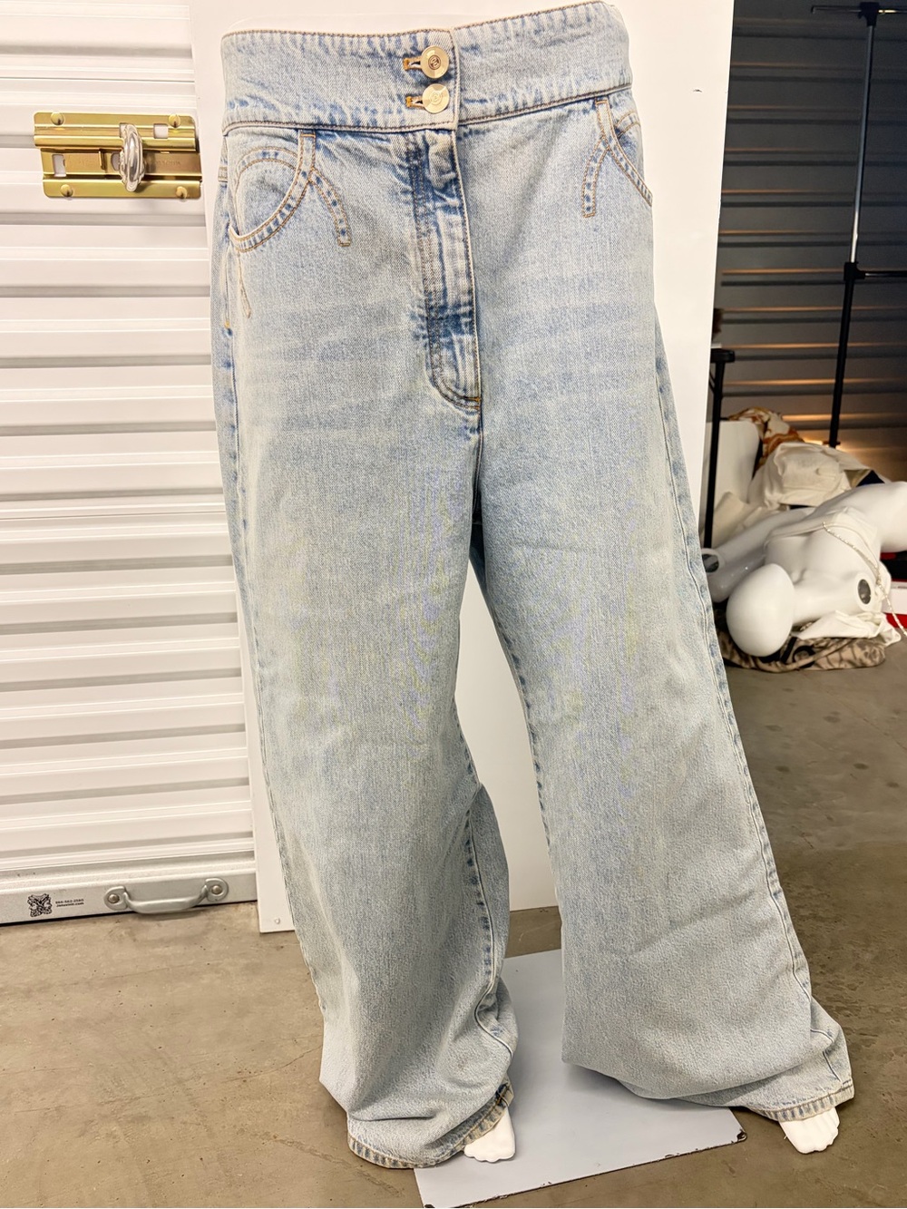 CHANEL Light Blue Wide Leg Jeans - Double Button Waist